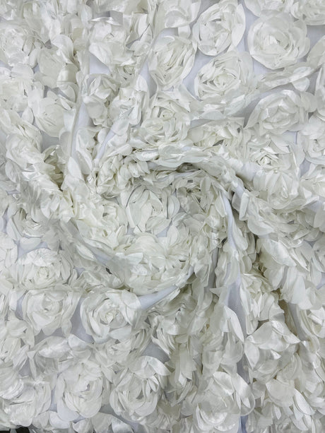 3D Roses On A Mesh Fabric - 54" Width, Color Options (1 Yard)