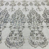 Beaded Lace Fabric Embroidered On 100 Percent Polyester Net Mesh Lace - Gold, Silver, Off White, White, 52" Width (1 Yard)