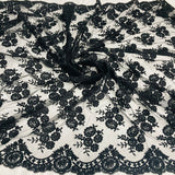 1 Yard Corded Bridal Lace Fabric Embroidered 100 Percent Polyester Net Mesh 50 inch Width