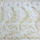 Corded Bridal Lace Fabric Embroidered Mesh