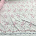 1 yarda de tela de encaje con cuentas bordada sobre malla de red 100% poliéster - marfil - ancho de 52 pulgadas | Lace USA - 41802W-BP