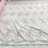 1 Yard - Beaded Lace Fabric Embroidered on 100% Polyester Net Mesh - Ivory - 52" | Lace USA - 41802W-BP