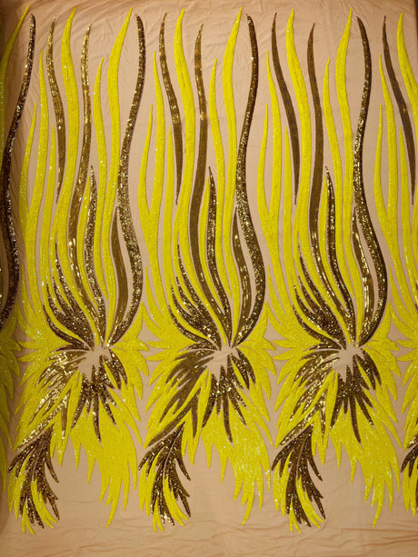 Wing Sequin Polyester Fabric - Angel Wing Sequin Mesh, 54" Width (1 Yard)