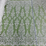 Beaded Lace Fabric Embroidered On 100% Polyester Net Mesh - Off White, Floral Sequin Embroidery, 52" Width (1 Yard)