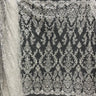 1 Yard Beaded & Sequined Lace Fabric, Ivory, Silver, and Blush