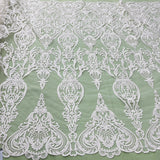 Bridal Lace Fabric Corded Embroidered 54" White Ivory Gold Silver