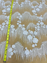 Beaded 3D Floral Lace Fabric