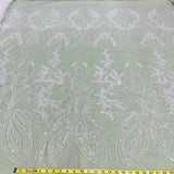 Beaded Lace Fabric on Polyester Net Mesh