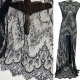 3 Yards Chantilly Embroidered Lace Fabric with Eyelash Scallop