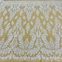 Beaded Sequined Lace Fabric Ivory