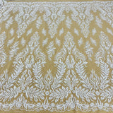 Beaded Sequined Lace Fabric Ivory