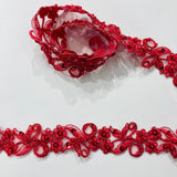 Beaded Corded Lace Trim on Polyester Organza