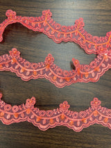 Beaded Lace Trimming on Polyester Organza 2.25"