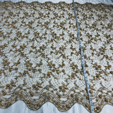 Beaded 3D Floral Lace Fabric