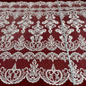 1 Yard Corded Bridal Lace Fabric Embroidered on 100% Polyester Net Mesh White