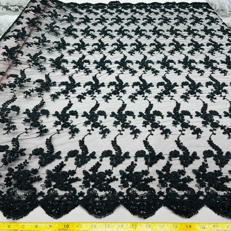 Beaded Corded Lace Fabric 54" Wide