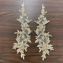 1 Pair Beaded & Corded Floral Lace Applique 13" x 4" Each Side