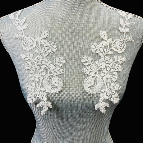 Corded Floral Applique 100% Polyester Net 9" x 3"