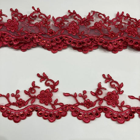Beaded Corded Lace Trim Metallic