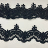 Beaded & Corded Lace Trimming Embroidered On 100% Polyester Organza Fabric - Aqua, 3" Width (1 Yard)