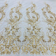 Beaded Lace Fabric on Polyester Net Mesh