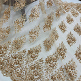Beaded Embroidered Lace Mesh Coral