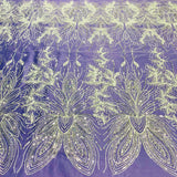 Beaded Lace Fabric on Polyester Net Mesh