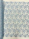 Estrella Corded Flowers Embroider With Sequins Mesh Lace Fabric - Floral Embroidered, Double Scallop, 50-54" Width, 36" Length (1 Yard)