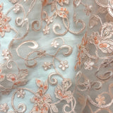 Beaded Corded Bridal Lace Polyester Fabric - Embroidered Net Mesh, 54" Width (1 Yard)