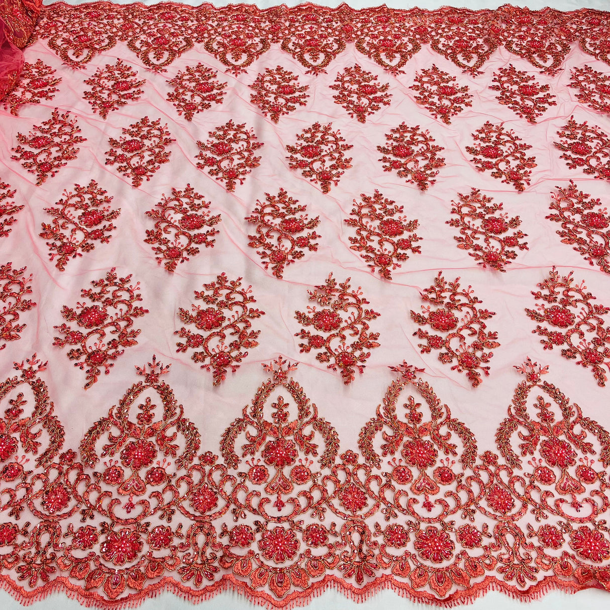 Beaded Corded Bridal Lace Mesh