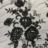 Black Beaded Sequined Lace Fabric 52"