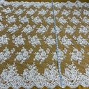 Corded Bridal Lace Fabric - Embroidered Floral Design, 51" Width (1 Yard)