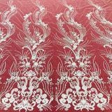 1 Yard Ivory Beaded Lace Fabric Embroidered on 100 Percent Polyester Net Mesh 54 Inch Width