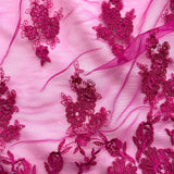 Corded Bridal Lace Fabric on Polyester Mesh