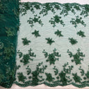 Beaded Double Sided 3D Floral Lace Trimming Embroidered On 100 Percent Polyester Net Mesh Fabric - 3D Floral Beaded Lace Trim, 21" Width (1 Yard)
