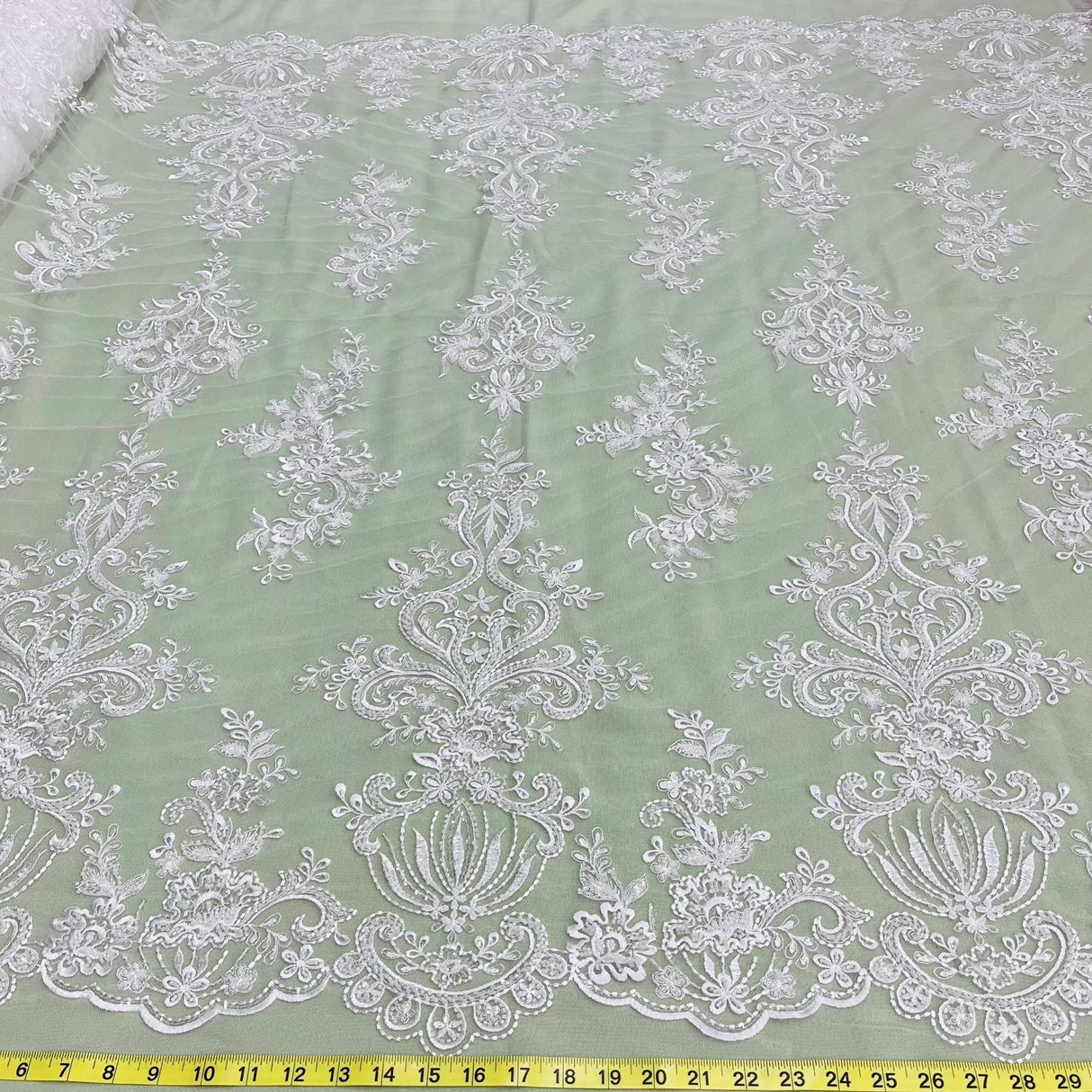 Beaded Lace Fabric Embroidered on Polyester Net Mesh