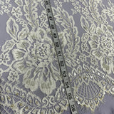 3 Yards Beaded Chantilly Embroidered Lace Fabric with Eyelash Scallop