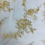 Embroidered Mesh Bridal Lace White