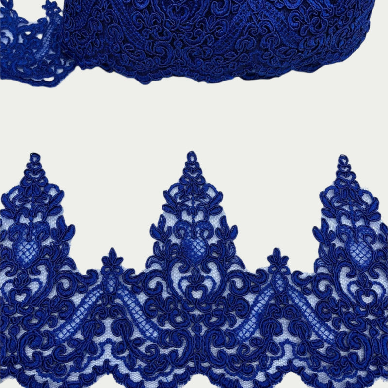 Polyester Net Mesh Corded Lace Trim 6" Wide