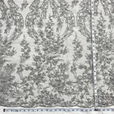 1 Yard Silver Beaded Embroidered Lace Fabric – 54"