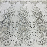 Beaded Lace Fabric on Polyester Net Mesh