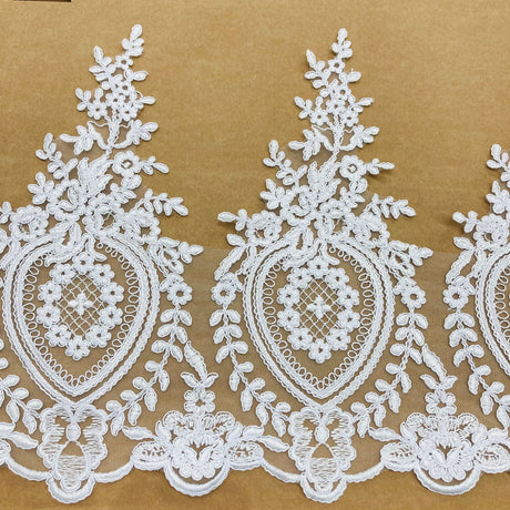 Corded Lace Trimming Embroidered Mesh