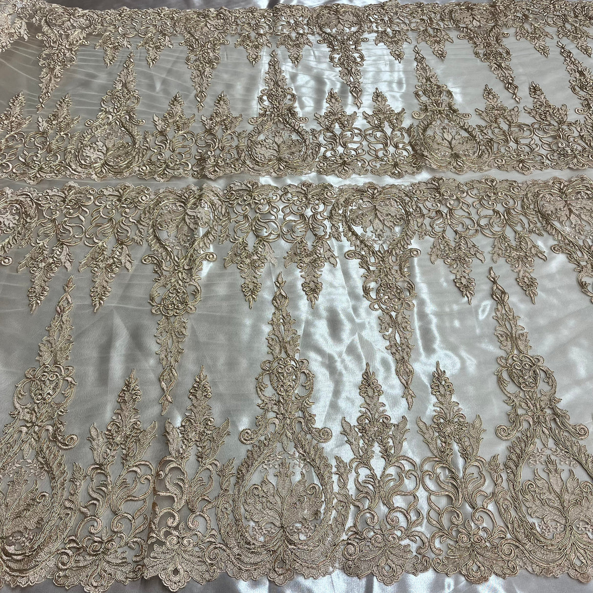 Embroidered Mesh Bridal Lace White
