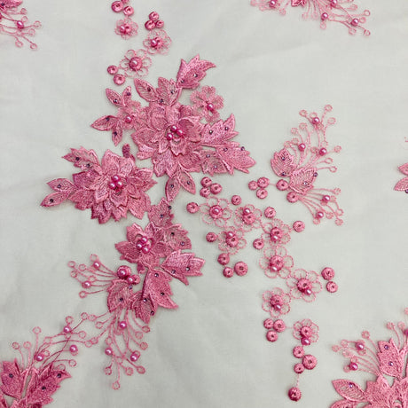 Beaded 3D Floral Lace Fabric 52" Wide
