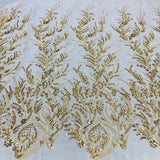 1 Yard Beaded Lace Fabric Embroidered on 100% Polyester Net Mesh – 51" Wide