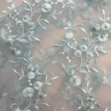Beaded Lace Fabric on Polyester Net Mesh
