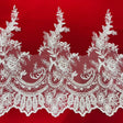 Beaded Corded Lace Trim White Ivory