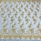 Embroidered Mesh Bridal Lace White