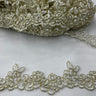 Beaded Corded Lace Trim on Polyester Organza 2"