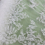 Beaded Lace Fabric on Polyester Net Mesh